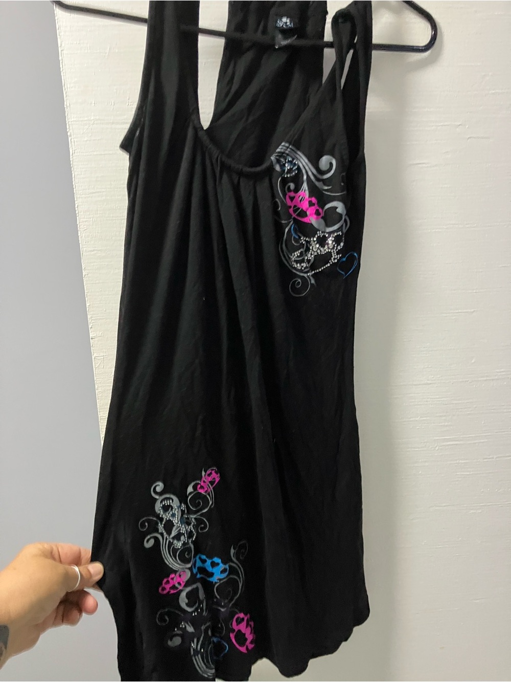So Cal Black Floral-Accent Sleeveless Women's Dress